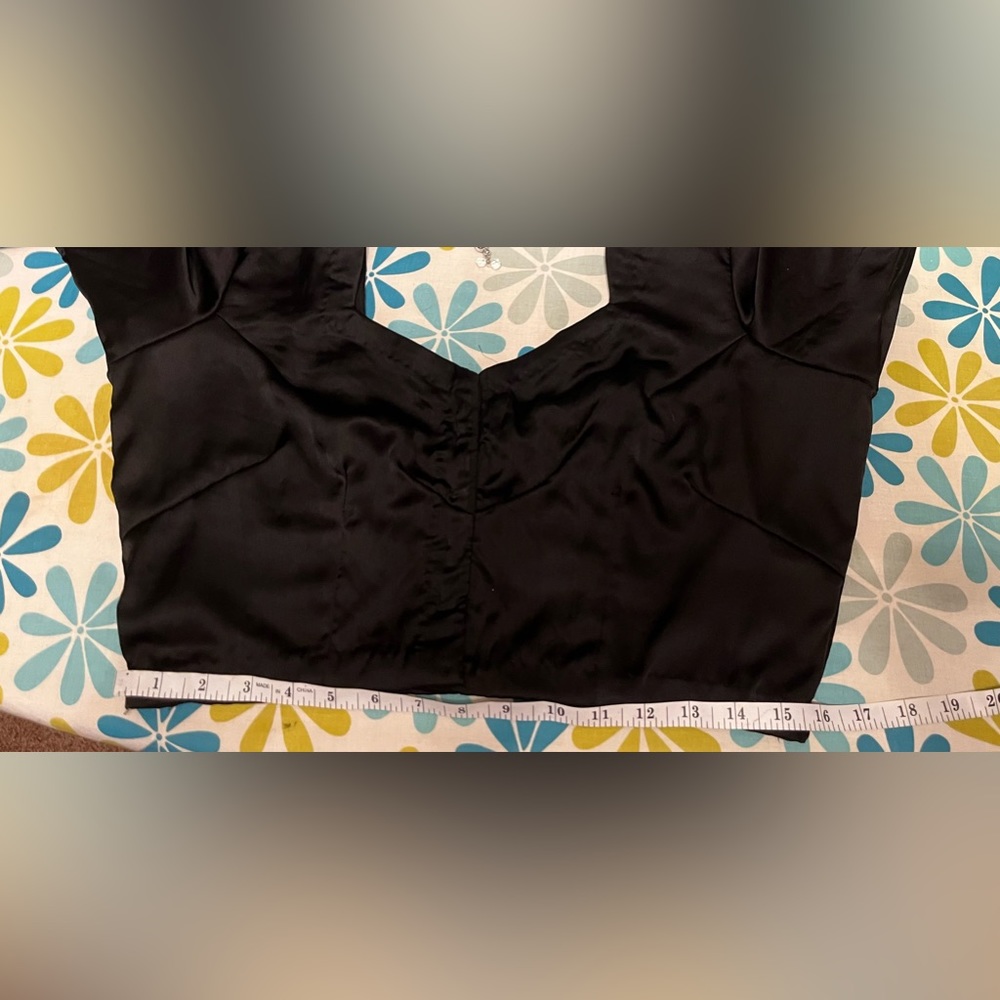 Beautiful satin black saree blouse - Picture 2 of 8